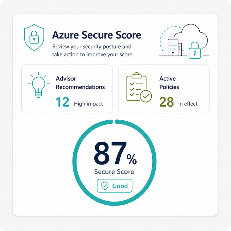 Azure security score summary dashboard